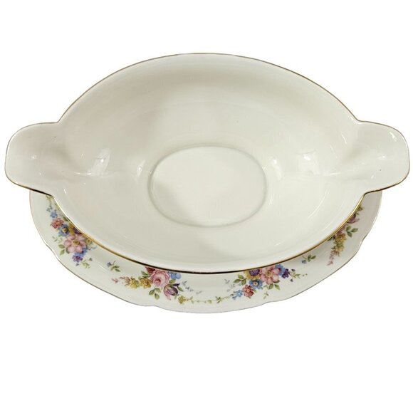Imperial Bohemian Fine China Floral Print Gravy Boat w/Underplate Czechoslovakia - Picture 11 of 14